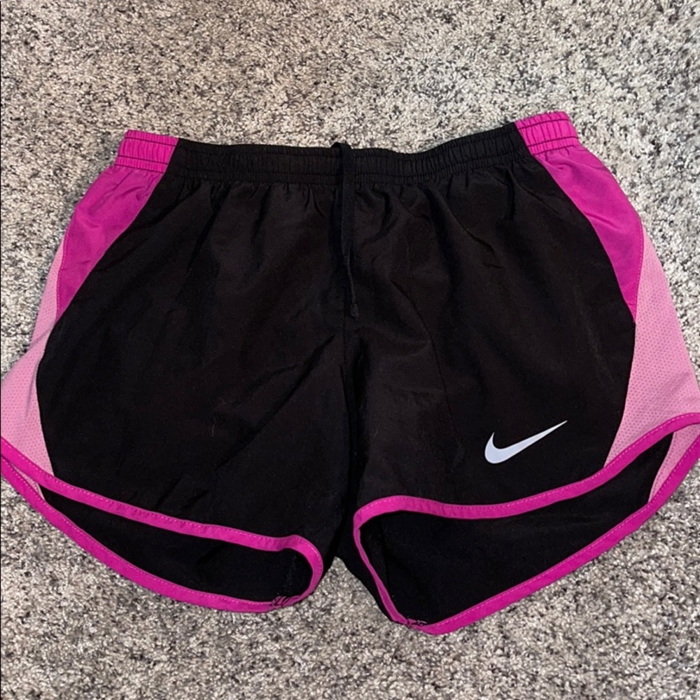 black and pink athletic shorts